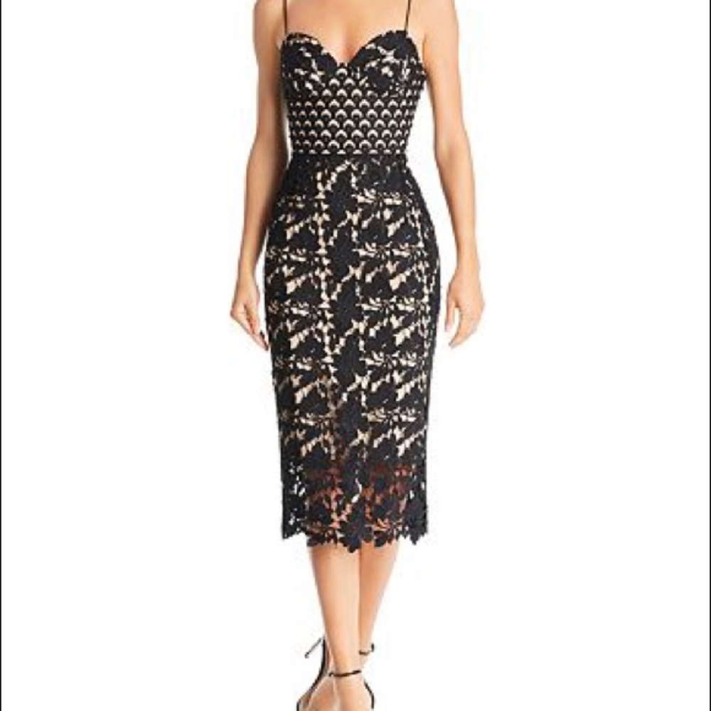 Sau Lee Guinevere Guipure Lace Pencil Dress